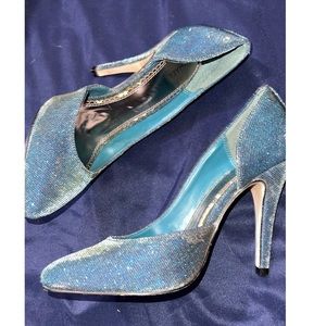 Blue sparkly Michael Shannon heels